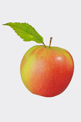 red apple with leaf isolated