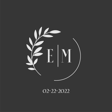 Initial letter EM wedding monogram logo design inspiration