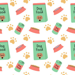 Seamless pattern with dog accessories.
