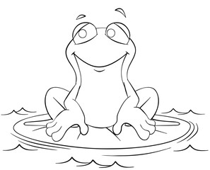 Frog. Element for coloring page. Cartoon style.