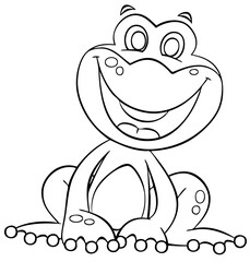 Frog. Element for coloring page. Cartoon style.
