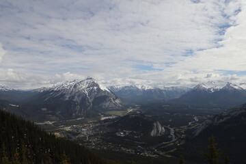 Scenic View Of Majestic Snowcapped Mountains Against Sky At Banff Gondola
