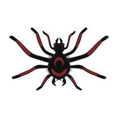 Scary poisonous spider, cartoon doodle illustration, vector. Halloween decor
