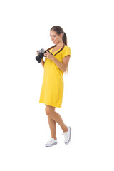 Woman photographer with photo camera