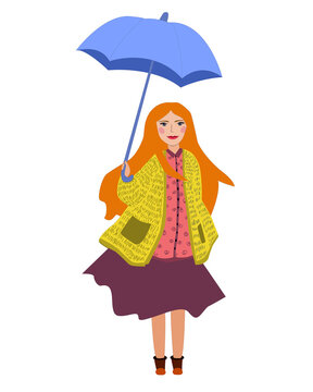 Girl with umbrella. Illustrarion art