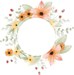 colorful watercolor flower frame and element