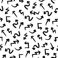 Fototapeta na wymiar Hand drawn arrows seamless pattern. Creative abstract background. Vector illustration. Black on white background