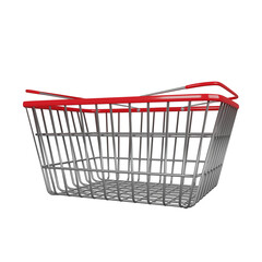 Basket or shopping cart on a transparent background, 3D rendering illustration