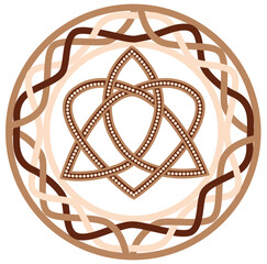 Triquetra Heart Celtic Endless Knot, a Slavic symbol embellished with Scandinavian patterns. Beige trendy - obrazy, fototapety, plakaty