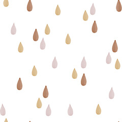 Cute Watercolor Raindrops Seamless Pattern, Boho Baby Digital Paper