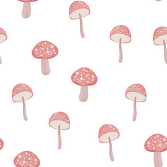 Cute Mushroom Watercolor Seamless Pattern