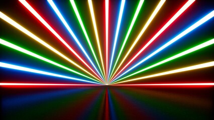 Shining colorful light rays floor background