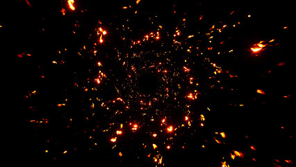 Fototapeta na wymiar Fire Sparks Vortex Particles Effect