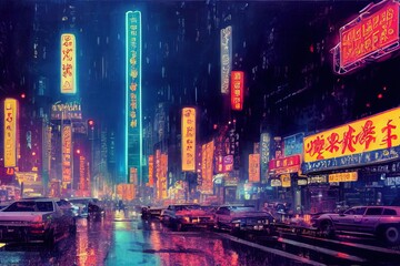 future_chinatown_cyber_neon_bladerunner_chinatown_city_220830_10 - obrazy, fototapety, plakaty