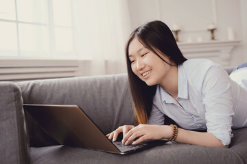 Post-Office Serenity: A Young Asian Woman Captured in Different Poses during a Relaxing Photoshoot