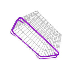 Basket or shopping cart on a transparent background, 3D rendering illustration
