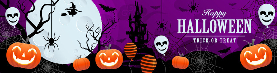 Happy halloween background template with pumpkin
