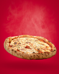 flying mozzarella pizza