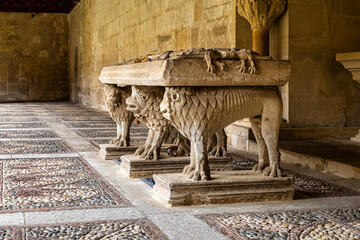 The cloister of Santo Domingo de Silos Abbey at Burgos, Spain.