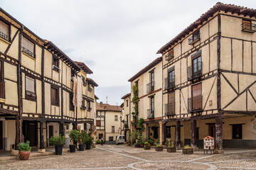 The old town of the medieval village of Covarrubias, Burgos, Castilla y Leon, Spain. - obrazy, fototapety, plakaty