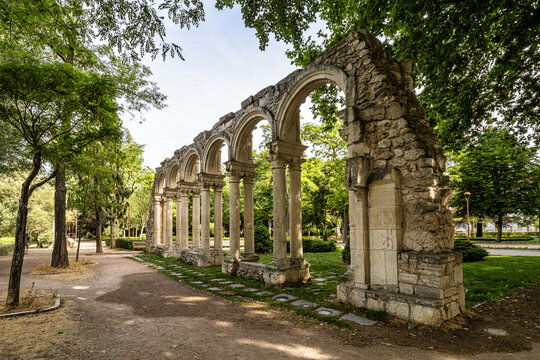Street called Paseo del Espolon on the river bank in the city of Burgos, Spain