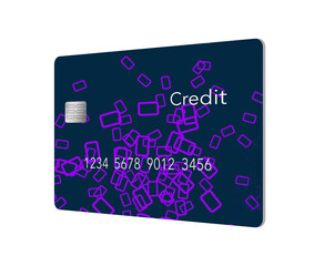 Here is a generic mock credit card with a modern design and text space in a 3-d illustration.