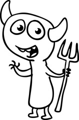 Funny cartoon smiling  monster character. Illustration of cute and happy mythical alien creature. Halloween design