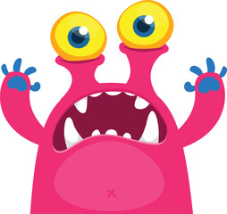 Funny cartoon smiling  monster character. Illustration of cute and happy mythical alien creature. Halloween design