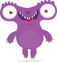 Funny cartoon smiling  monster character. Illustration of cute and happy mythical alien creature. Halloween design