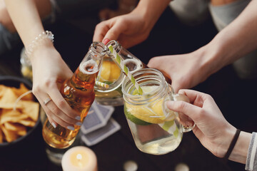 Get the party started with this fun and vibrant stock photo of a group of people enjoying food and...