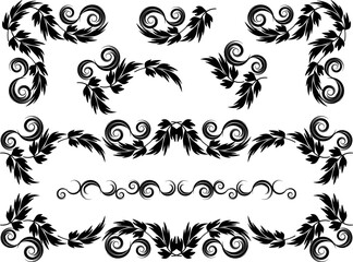 アンティークなオーナメントの装飾セット　ブラック