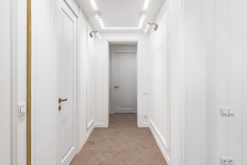 Interior of the corridor in the luxury apartments.