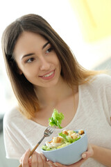 This charming brown-haired model creates a delicious and nutritious breakfast spread in the comfort of her own home, capturing the perfect shot that's ideal for food blogs, lifestyle magazines