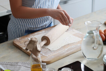 Get a glimpse of the baking process with a brown-haired woman as she effortlessly prepares and...