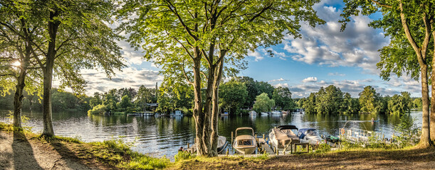 Fototapeta na wymiar Ry Silkeborg camping grounds Skyttehuset in the Danish Lake District, Denmark