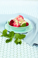 Dessert. Delicious ice cream on the table