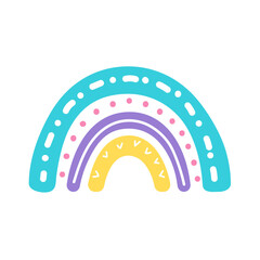 boho rainbow. hand drawn pastel rainbow baby greeting card decorative elements