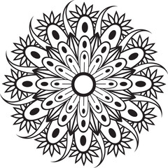 Hand drawing mandala flower pattern coloring page,
