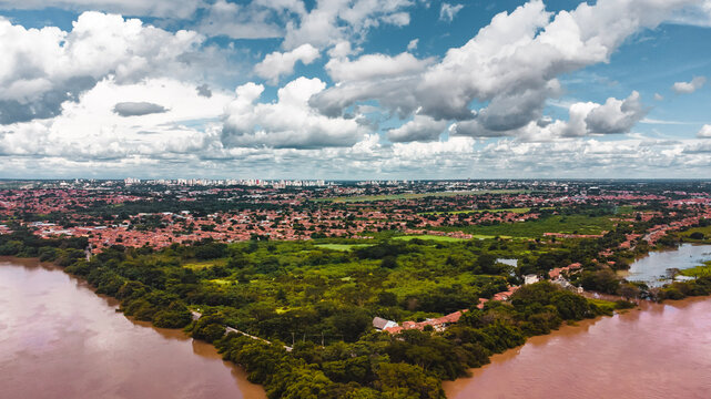 Natureza &Aacute;gua Parque Ambiental Encontro Rios Rio Poti Parna&iacute;ba Ponto Tur&iacute;stico Poty Velho Restaurante Flutuante  Solim&otilde;es Negro Teresina Verde Marrom Paisagem Drone Turismo Viagem Viajar
