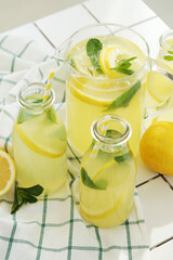 Summer's Refreshment: Freshly Squeezed Lemonade Ready to Be Served, Perfect for Any Outdoor Occasion