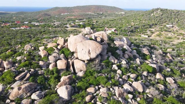 Aerial view of Ayo Rock Formations in Aruba
