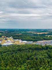 Aerial view over Leeds Festival in Bramham Park