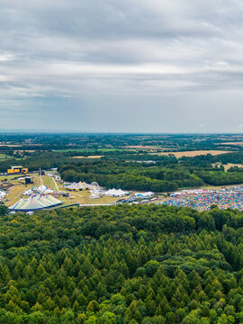 Aerial View Over Leeds Festival In Bramham Park