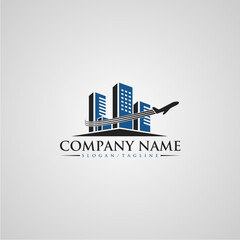 Obraz premium Building Tourism Real Estate Blue Logo Company