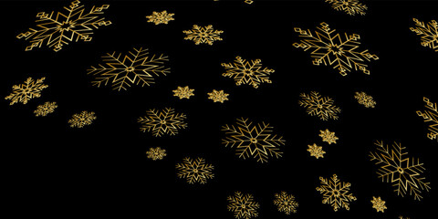 Abstract black background with gold snowflake