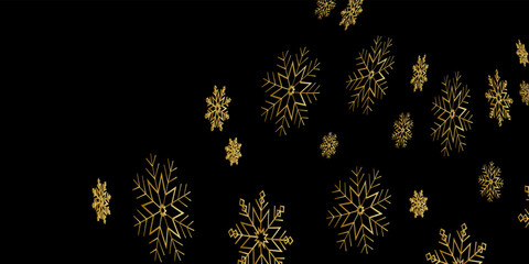 Abstract black background with gold snowflake