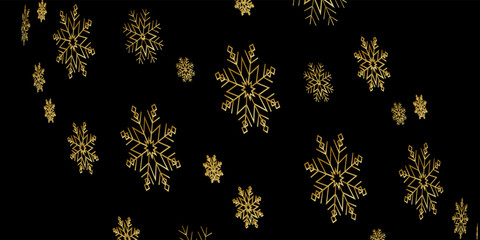 Abstract black background with gold snowflake