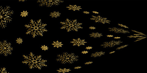 Abstract black background with gold snowflake