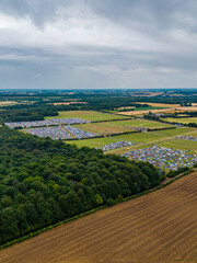 Naklejka premium Aerial view over Leeds Festival in Bramham Park