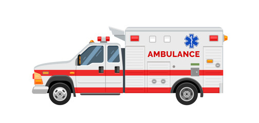 Ambulance car on a white background. The medicine. Vector illustration